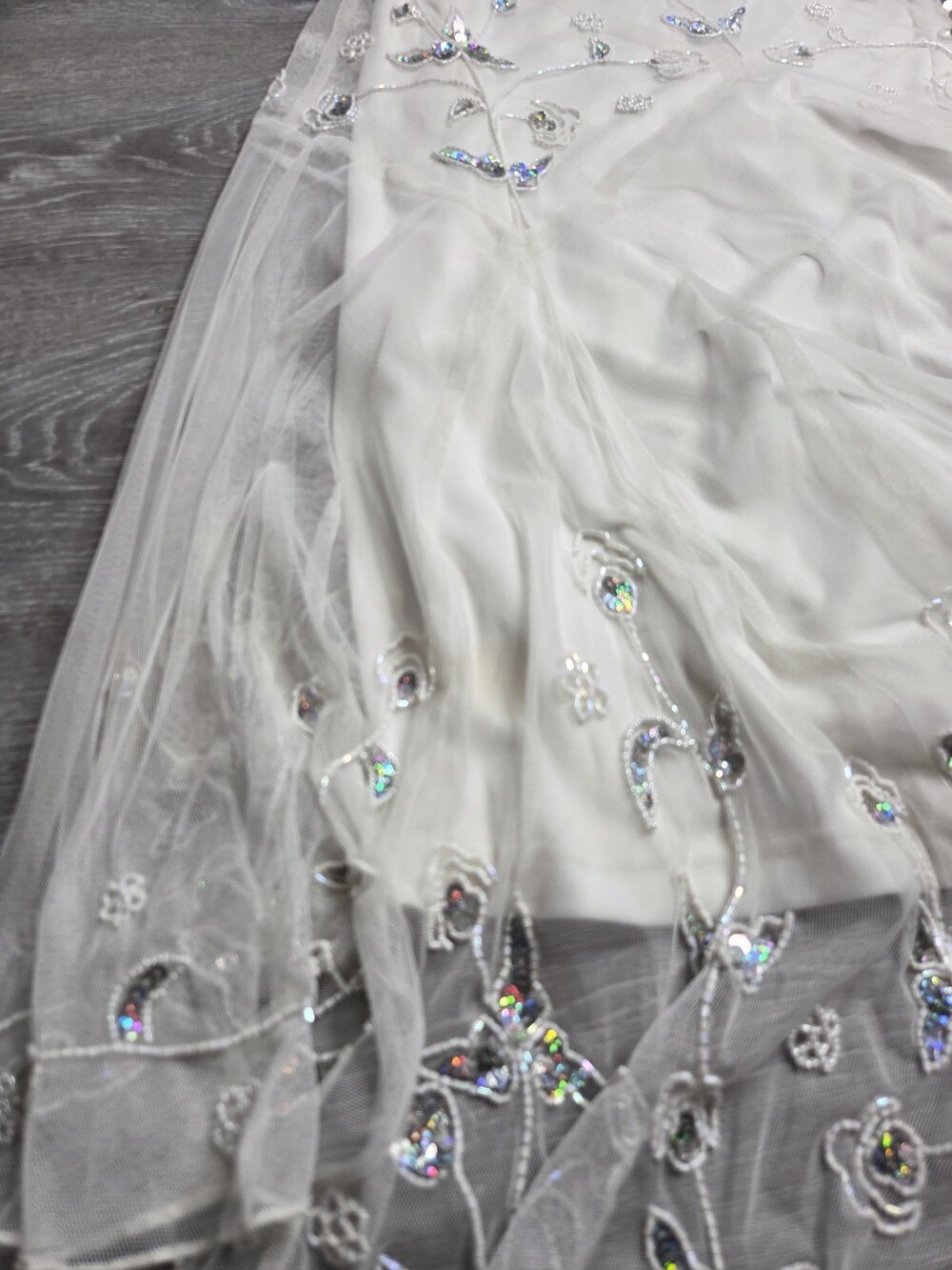 Together White Sequin Beaded Women's Evening Dress Size 6 - Picture 9 of 14